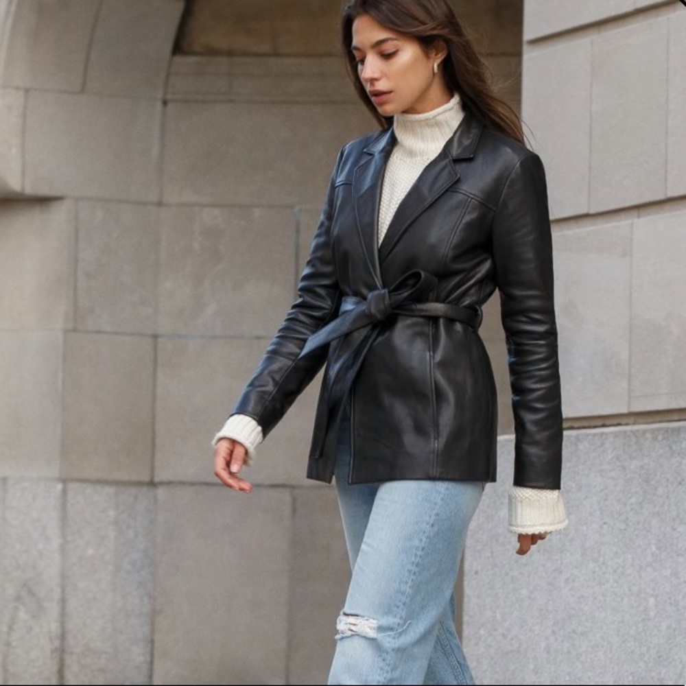 WILSON'S LEATHER GENUINE BLACK JACKET ZIP LINING